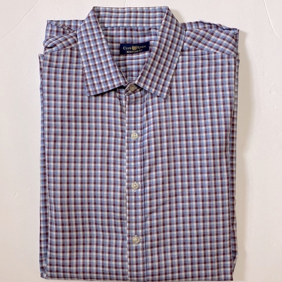 🌞Club Room Regular fit 💯cotton plaid dress men’s dress shirt l/s 17.5(36/37) - Picture 1 of 11